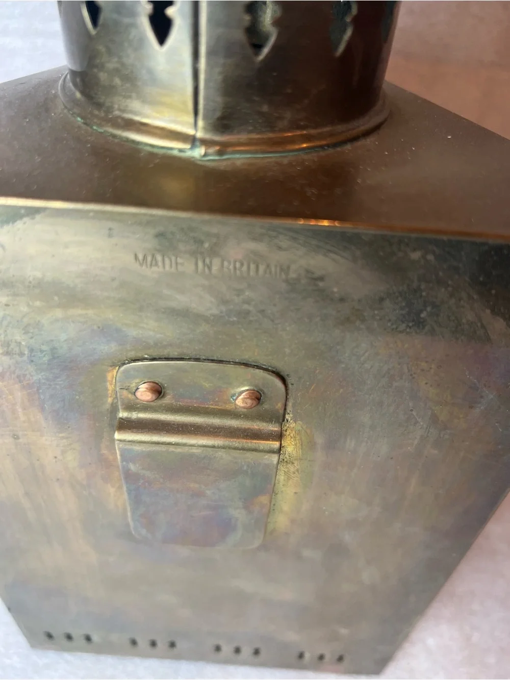 Vintage Brass Wedge Ships Lantern Made in Brittany
